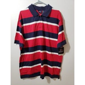 VTG Bugle Boy Men's Striped Polo Shirt XL Blue Red White NWT - Still has tags!